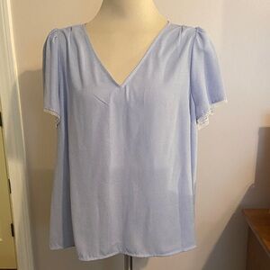 NWOT LC Lauren Conrad Soft Blue V-Neck Blouse